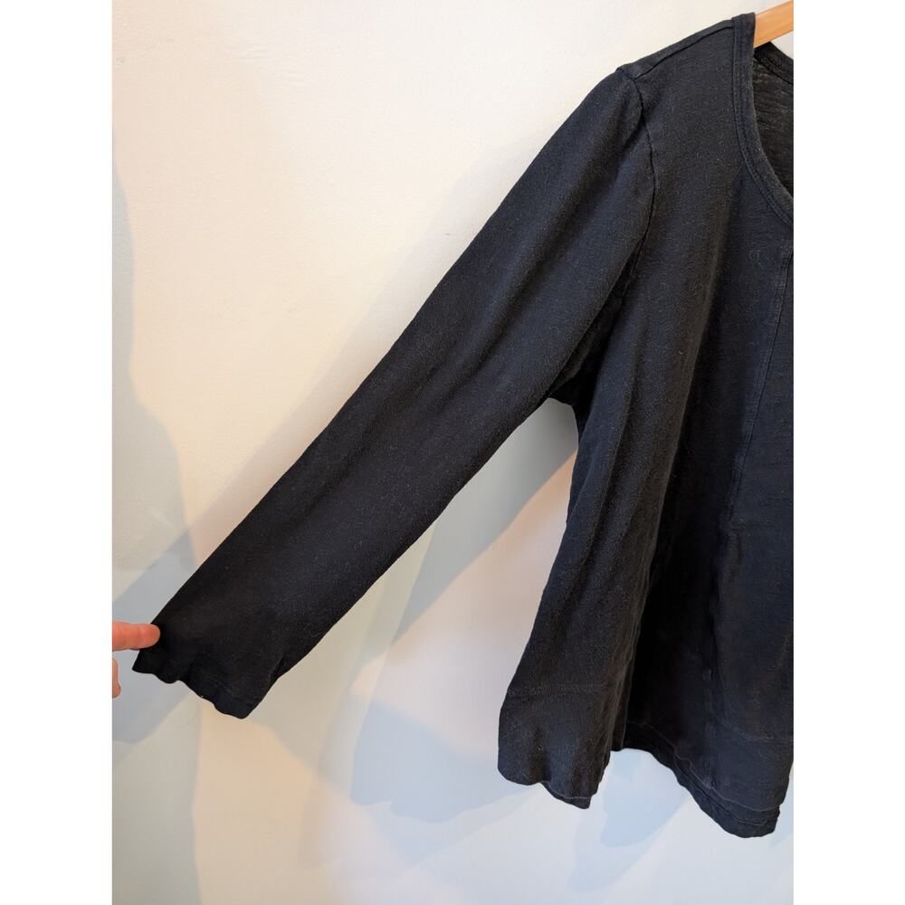 Habitat Black Cotton Long Sleeve Tee Relaxed Fit Seam Detail Minimalist Medium - Picture 4 of 7